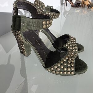 Giuseppe Zanotti Dark Green Studded Heels